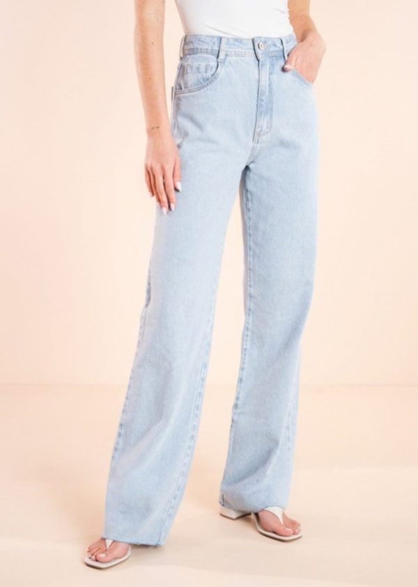 Calça Wide Leg Jeans Claro Pietra Pkd