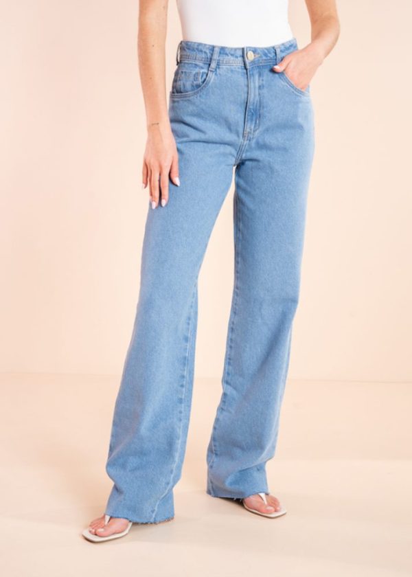 Calça Wide Leg Jeans Médio Pietra Pkd