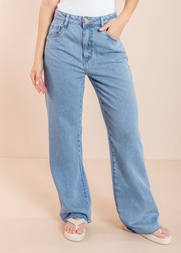 Calça Wide Leg Jeans Médio Pietra Pkd