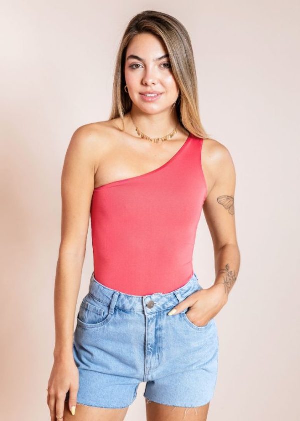 Regata Um Ombro Só Coral Selena Pkd