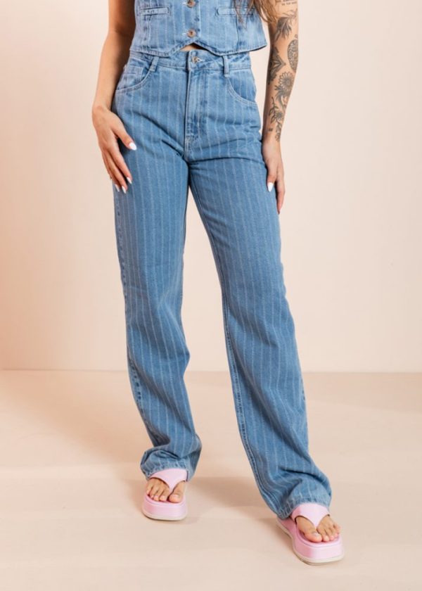 Calça Jeans Wide Leg Risca de Giz Rafaela Pkd