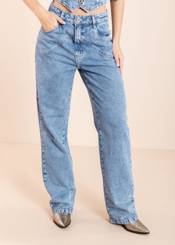 Calça Jeans Reta com Recorte Country Savannah Pkd