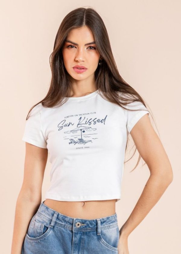 Baby Tee Forever On Vacation Off White Pkd