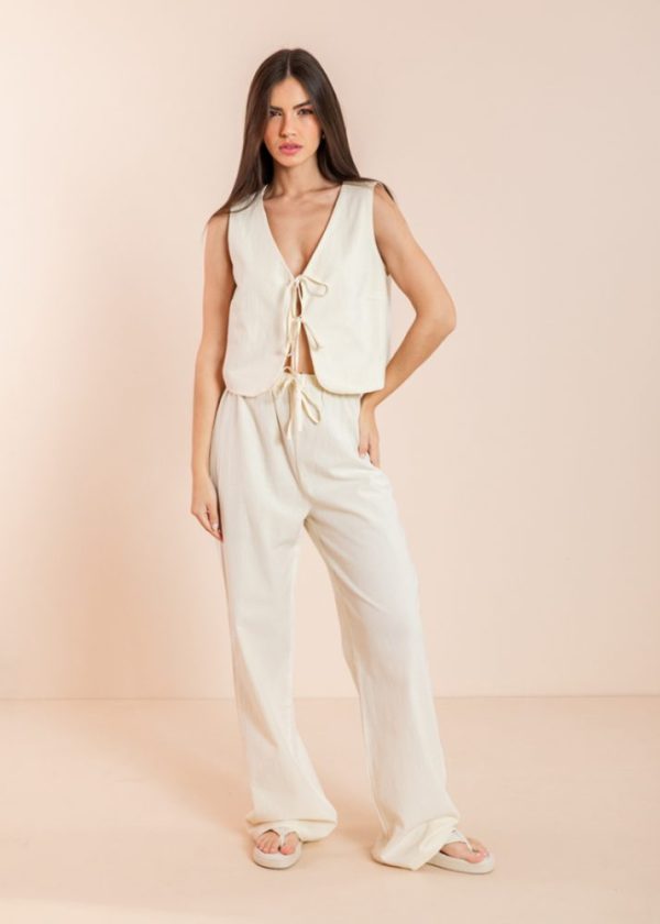 Calça Com Elástico Na Cintura e Bolsos Atrás Off White Leona Pkd