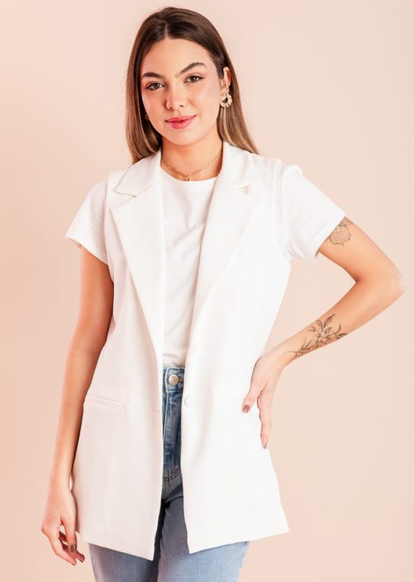 Colete Alfaiataria Alongado Off White Maya Pkd