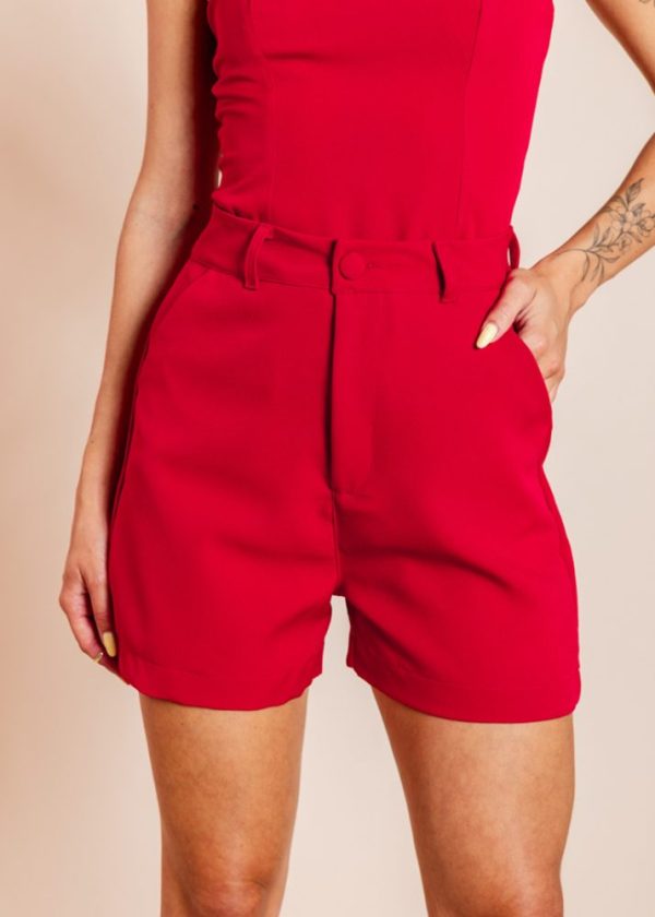 Shorts Alfaiataria Suzy Vermelho Pkd