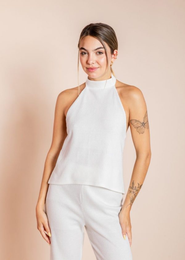 Blusa Frente Única Com Textura Vivi Off White Pkd