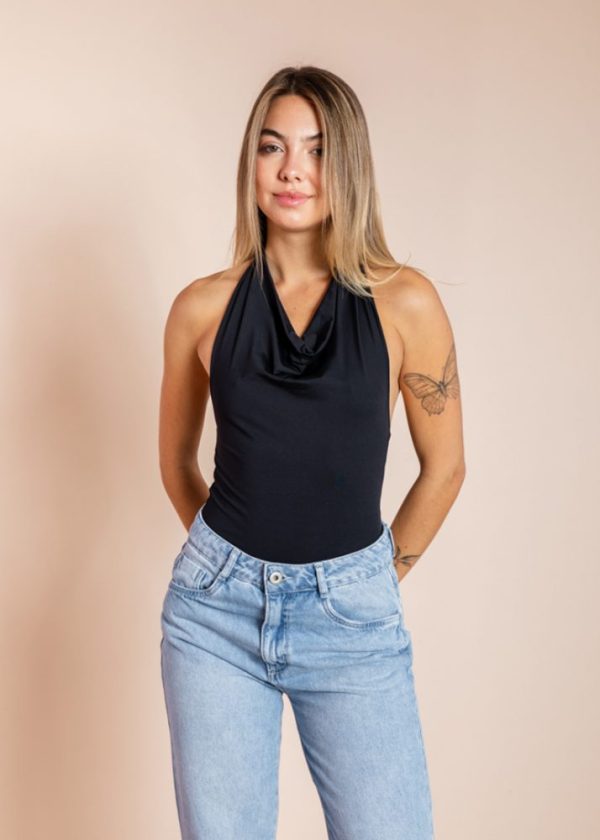 Blusa Poliamida Frente Única Gola Boba Rebeca Preto Pkd