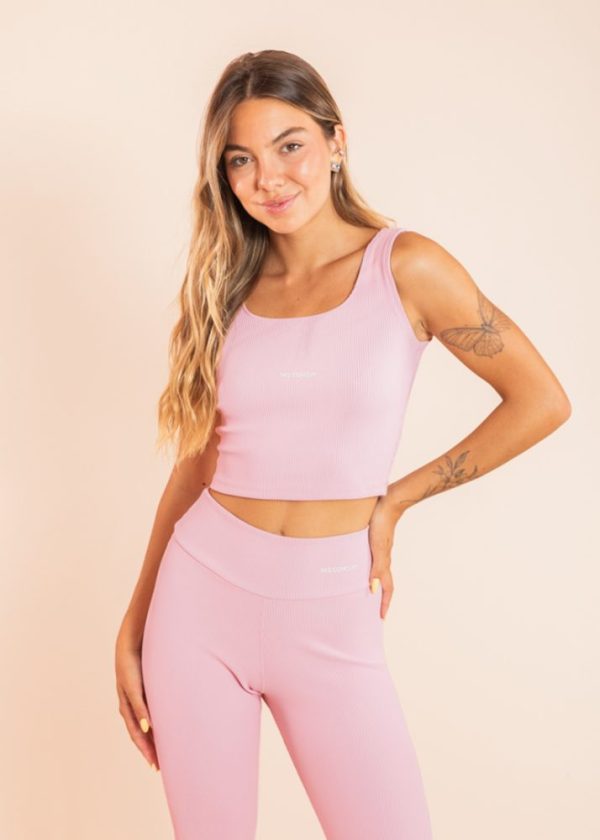 PRÉ-VENDA | Blusa Cropped Canelada Rosa Claro Serenity Pkd