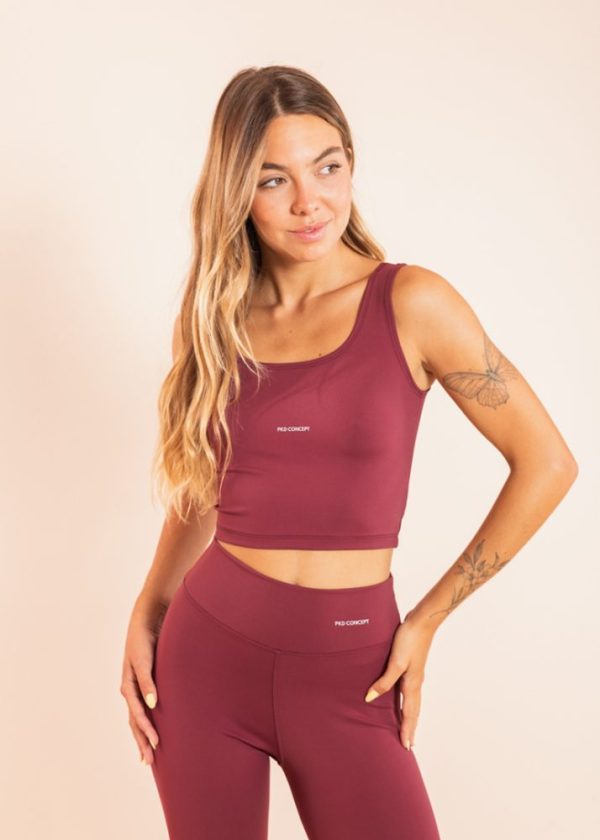 Blusa Cropped Decote Quadrado Bordô Serena Pkd