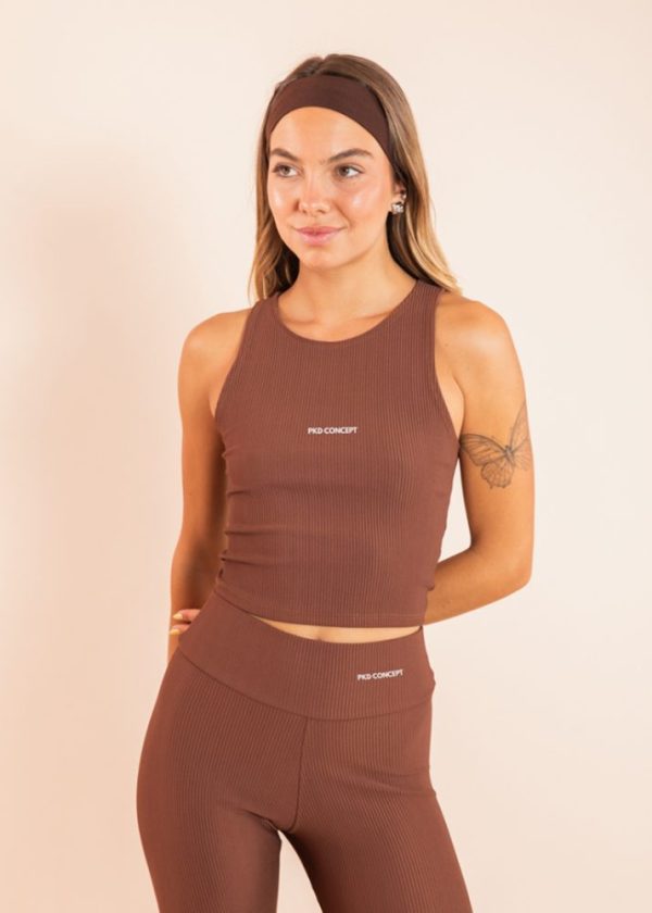 PRÉ-VENDA | Blusa Cropped Canelada Marrom Aurora Pkd