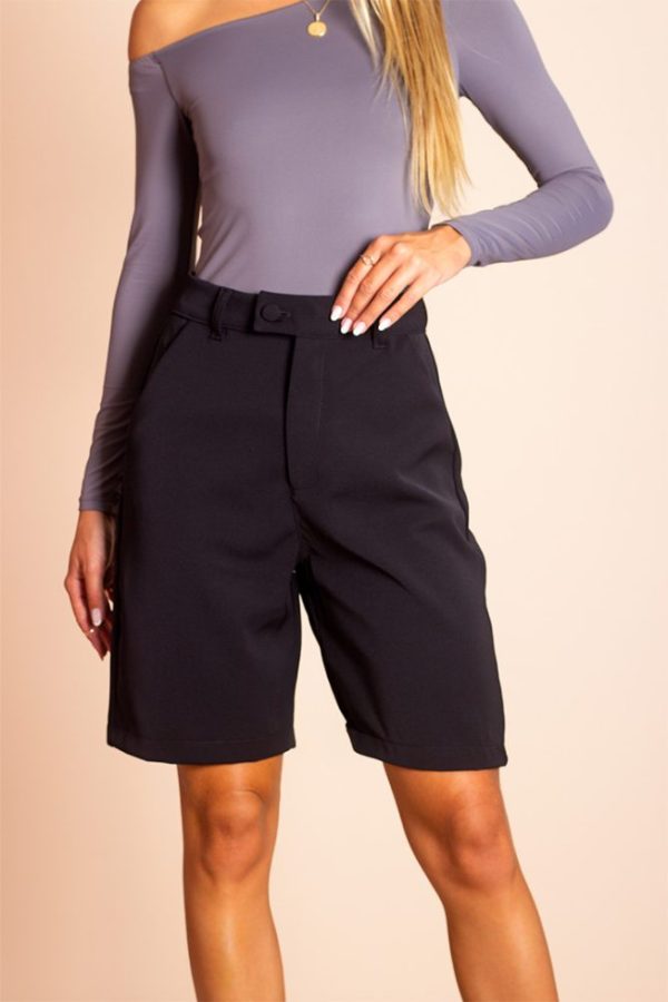 Bermuda Alfaiataria Preto Ísis Pkd