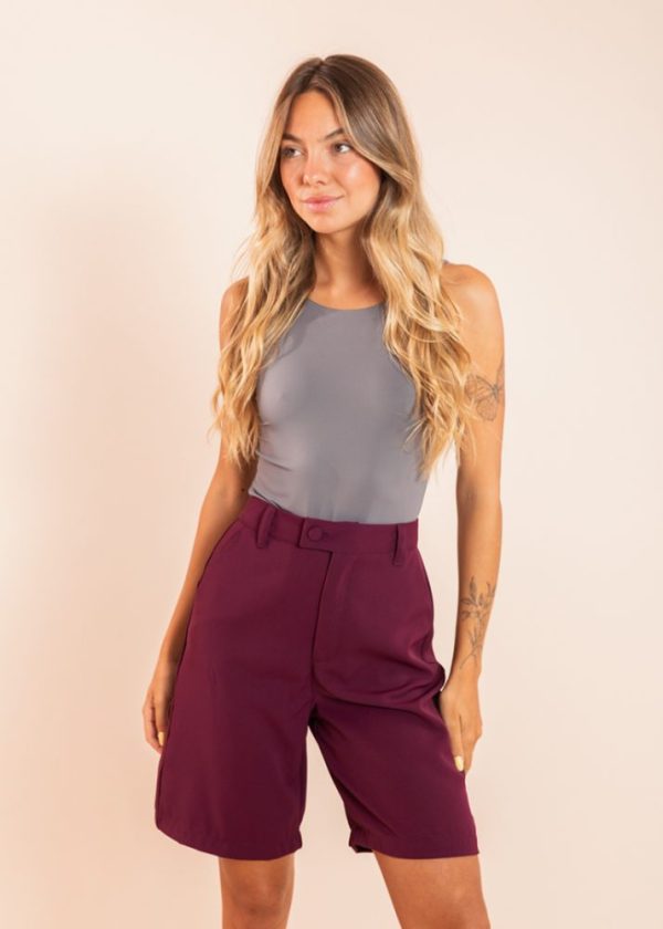 PRÉ-VENDA | Bermuda Alfaiataria Vinho Ísis Pkd