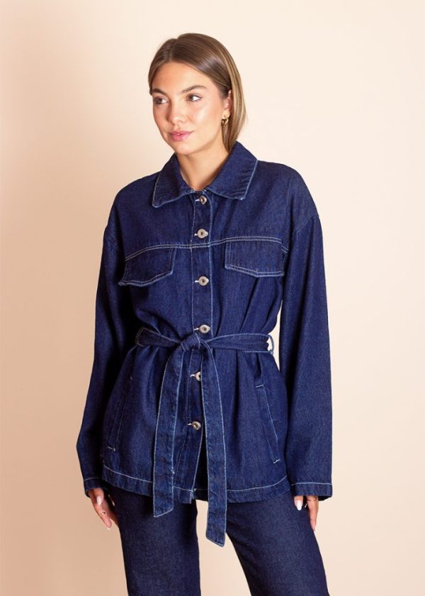 Casaco Jeans com Faixa Cintura Isadora Pkd