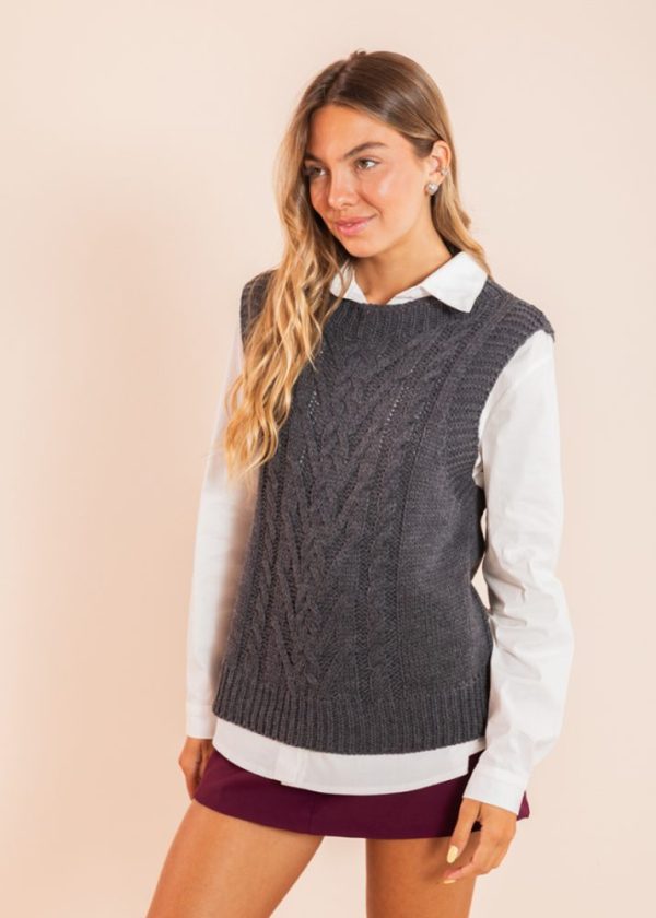 PRÉ VENDA | Colete Tricot Trançado Winter Chumbo Pkd