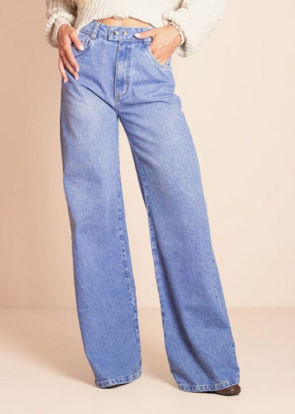 Calça Pantalona Jeans Medio Lorena Pkd