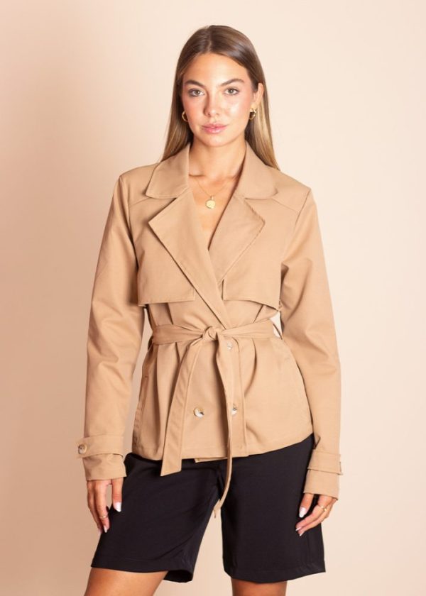 Trench Coat Curto com Faixa Mariah Pkd