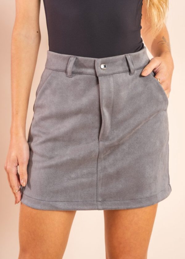 Saia de Suede Cinza Julie Pkd