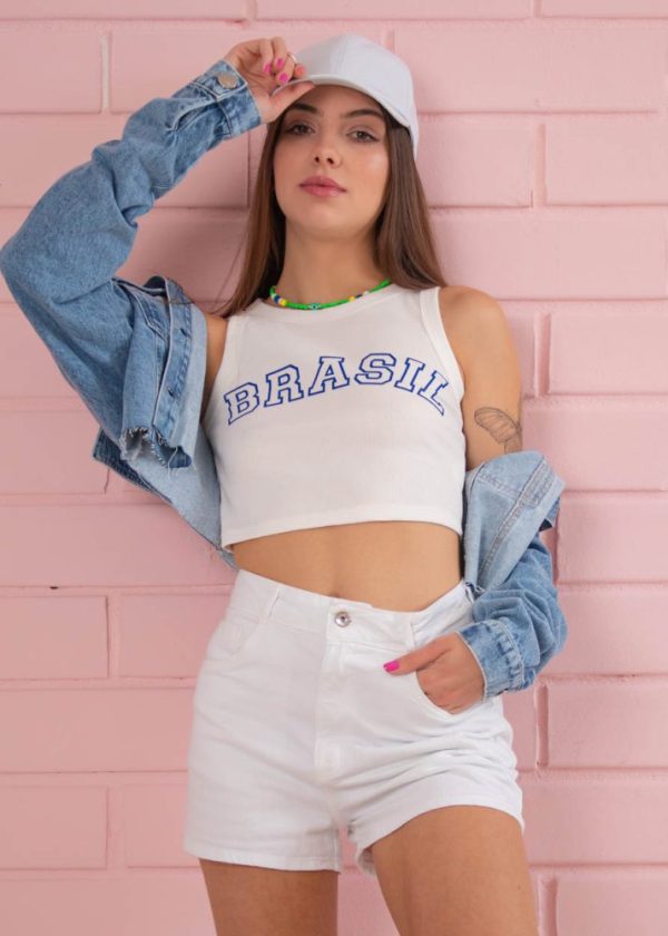 PRÉ VENDA | Cropped Ribana Brasil Off White Pkd