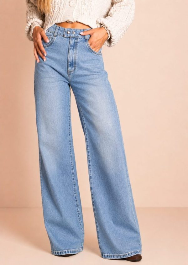 Calça Pantalona Jeans Medio Lorena Pkd