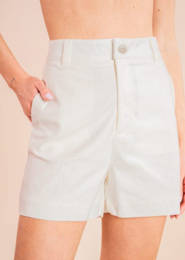 Shorts Linho Rosalie Off White Pkd