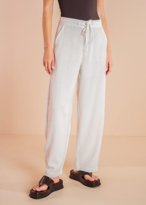 Calça Balloon Linho Rosalie Off White Pkd
