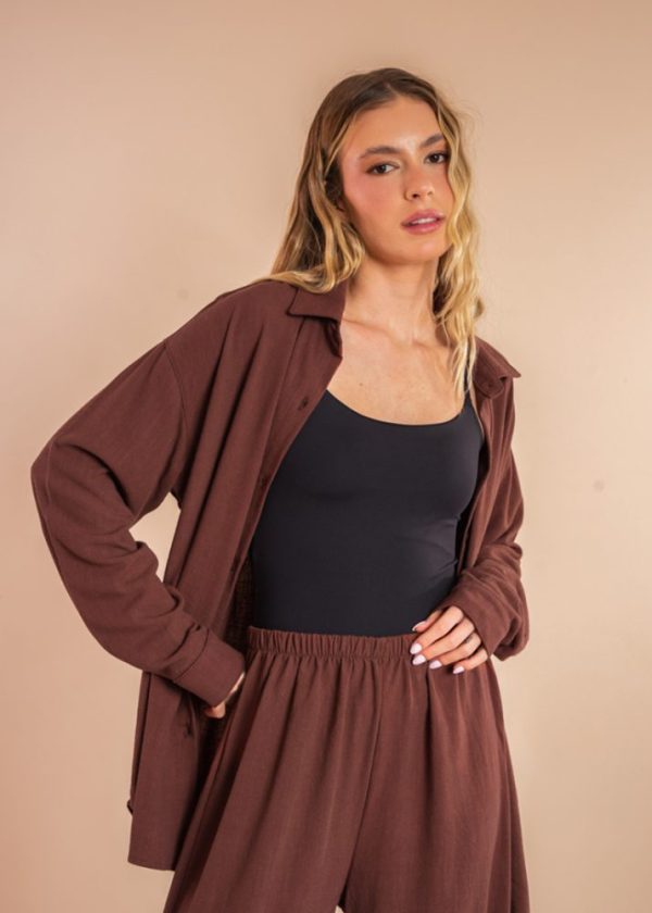 Maxi Camisa Rubi Marrom Pkd