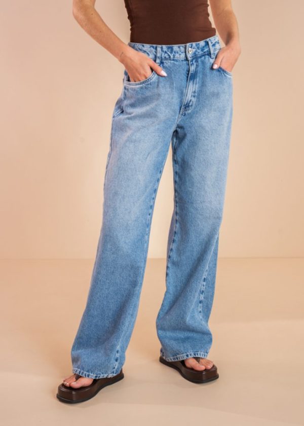 Wide Leg Jeans Cintura Média Francesca Pkd