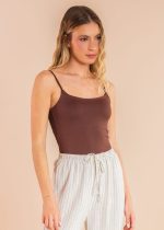 Blusa Poliamida De Alça Basic Mari Marrom Pkd