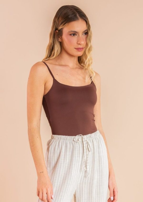 Blusa Poliamida De Alça Basic Mari Marrom Pkd