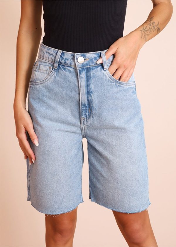 Bermuda Jeans Claro Alongada Roberta Pkd