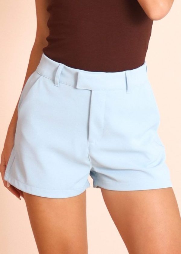 Shorts Alfaiataria Cintura Média Azul Claro Eloise Pkd