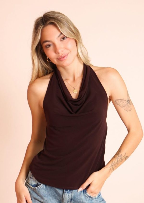 Blusa Frente Única Gola Boba Café Stella Pkd