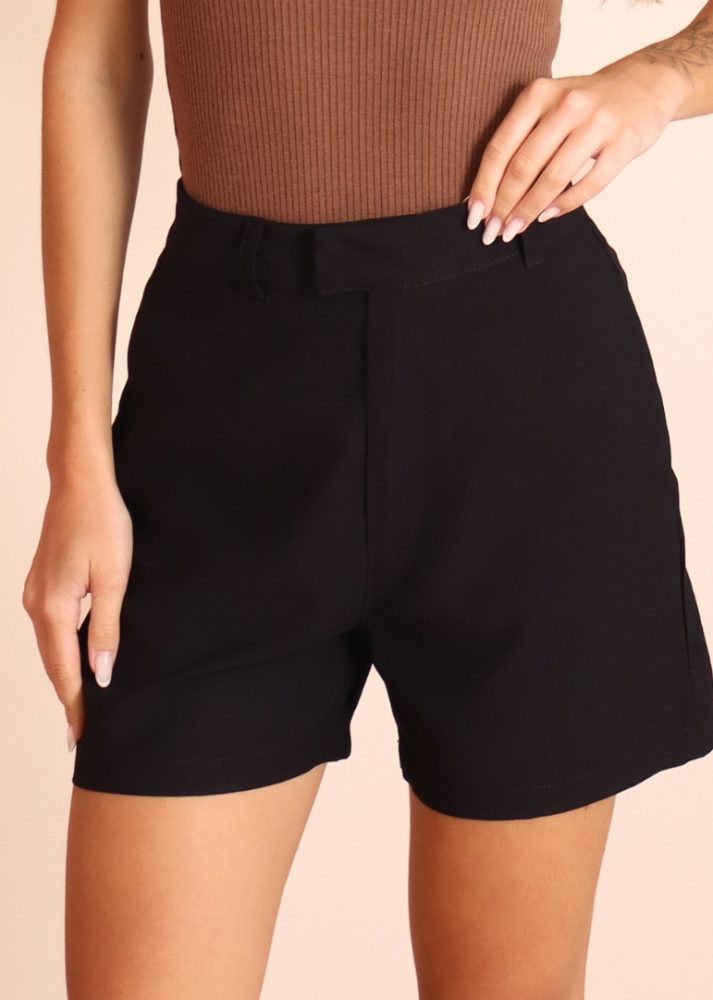 shorts preto alfaiataria